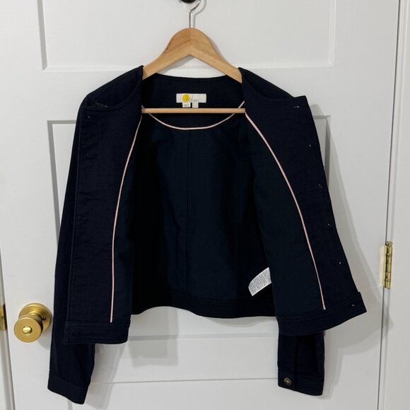 Boden Navy Blue Cropped Blazer Jacket Button Front Workwear Size 8 - Picture 7 of 7
